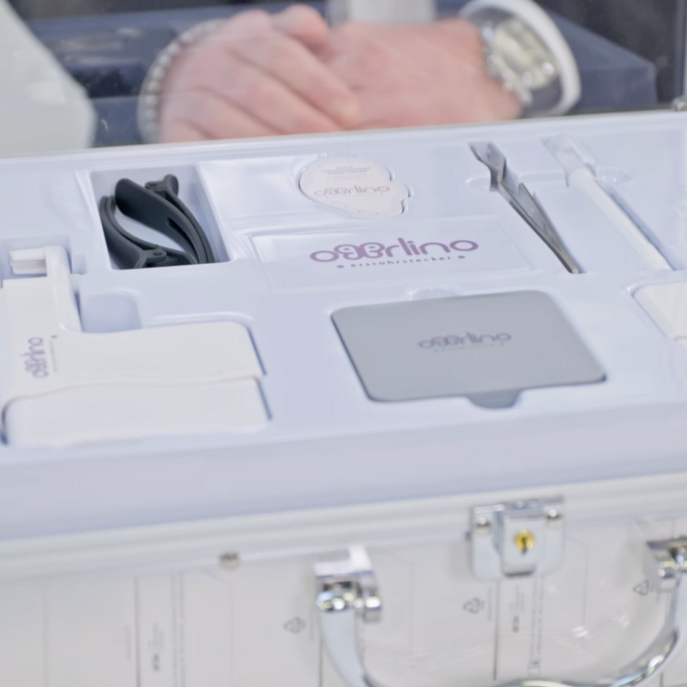 Ohrlino Starterset im professionellen Systemkoffer Ohrlino Starterset im Systemkoffer mit Ohrlochstechsystem und Zubehör